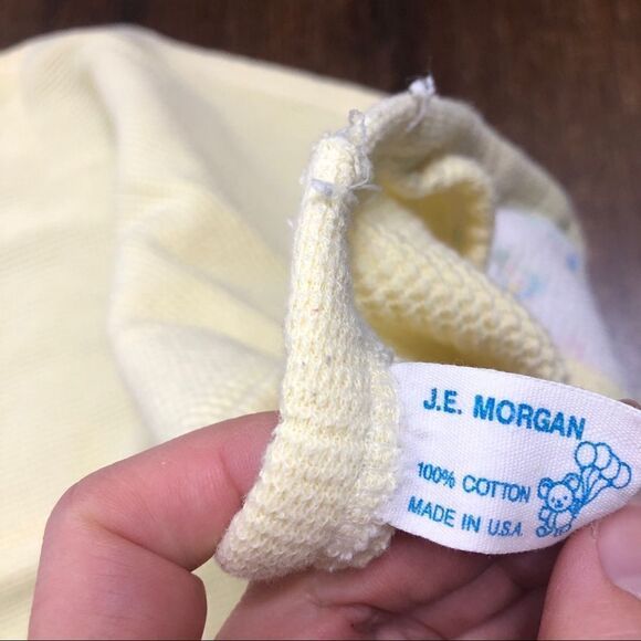 Baby Morgan J.E. Vintage Yellow Bear Towel Thermal Waffle Blanket Receiving - Picture 3 of 6